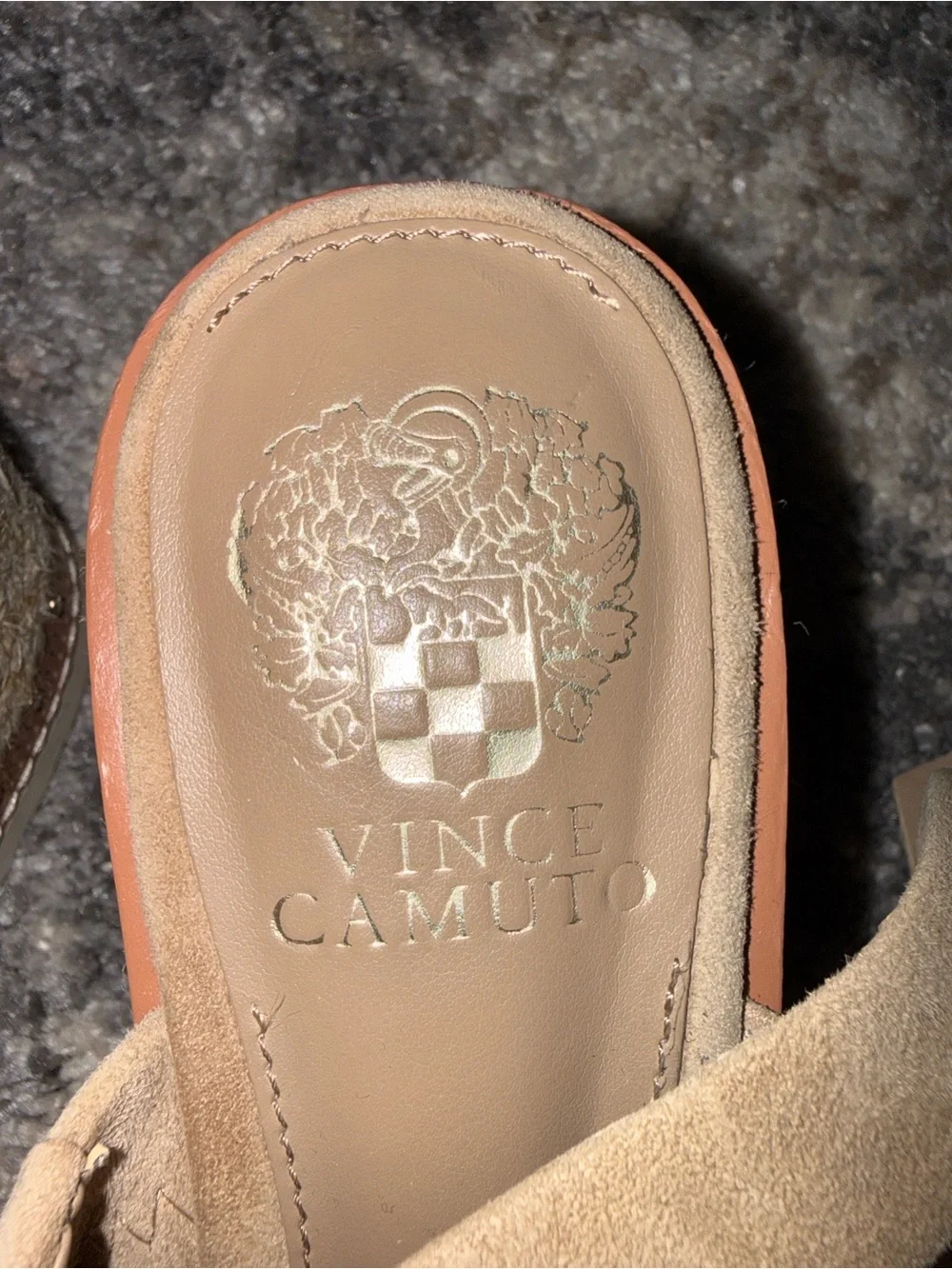 Vince Camuto Beige Studded Espadrille Platform Sandals